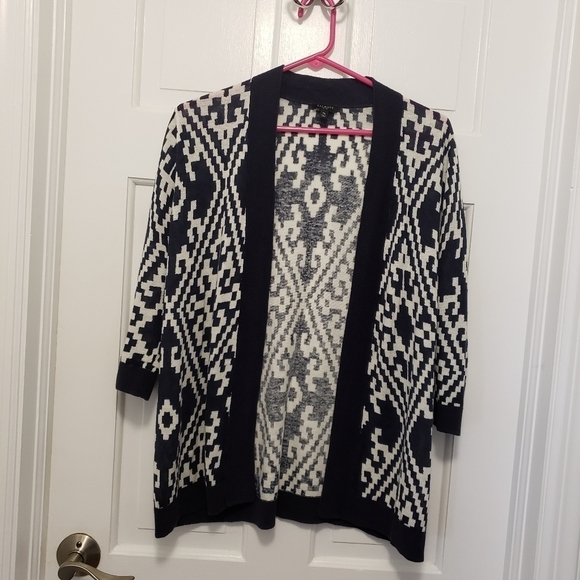 Talbots Diamond Pattern Open Front Cardigan Lightweight size MP - Picture 3 of 8